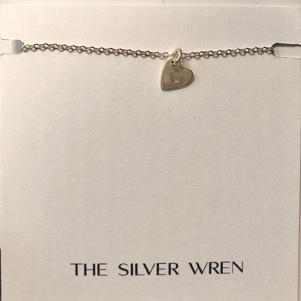 Cute gift for Valentine's! Tiny gold heart Initial 'C' Necklace Brand new boxed
